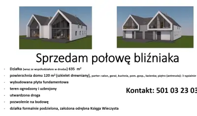 Działka budowlana z rozpoczętą budową bliźniaka, Klucz-Żydowce